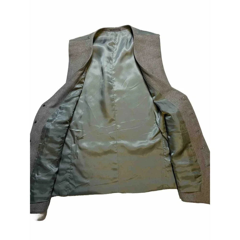 Lucasini Men's 2 Piece Suit Jacket- Worsted Wool - Sport Coat & Vest - Size: 44R